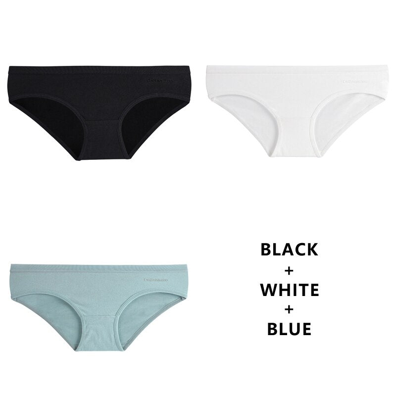 3Pcs/Lot Panties Cotton Underwear Solid Briefs Girls Low-waist Lingerie G String Soft Breathable Intimates