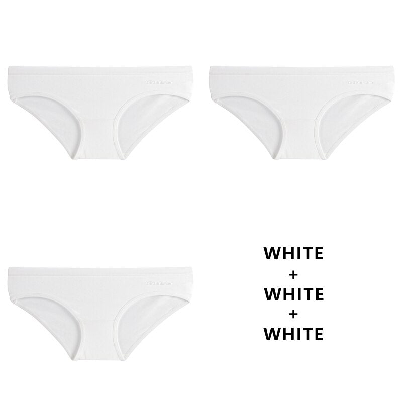 3Pcs/Lot Panties Cotton Underwear Solid Briefs Girls Low-waist Lingerie G String Soft Breathable Intimates