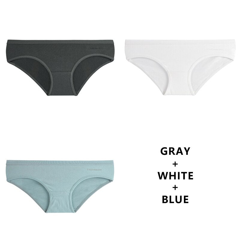 3Pcs/Lot Panties Cotton Underwear Solid Briefs Girls Low-waist Lingerie G String Soft Breathable Intimates