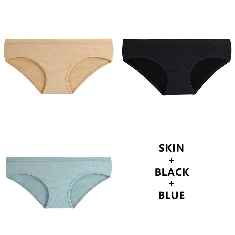 3Pcs/Lot Panties Cotton Underwear Solid Briefs Girls Low-waist Lingerie G String Soft Breathable Intimates