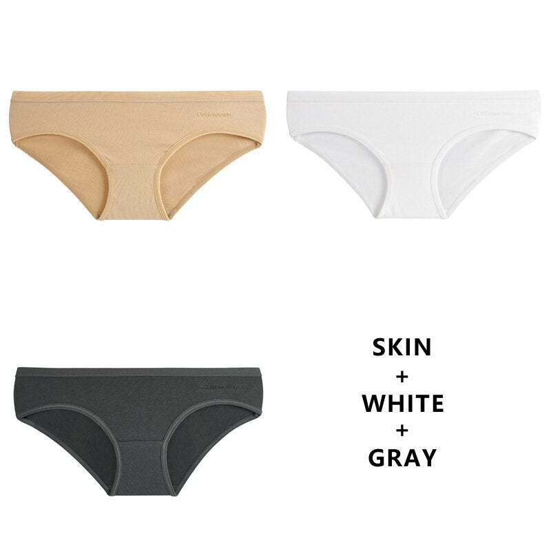 3Pcs/Lot Panties Cotton Underwear Solid Briefs Girls Low-waist Lingerie G String Soft Breathable Intimates