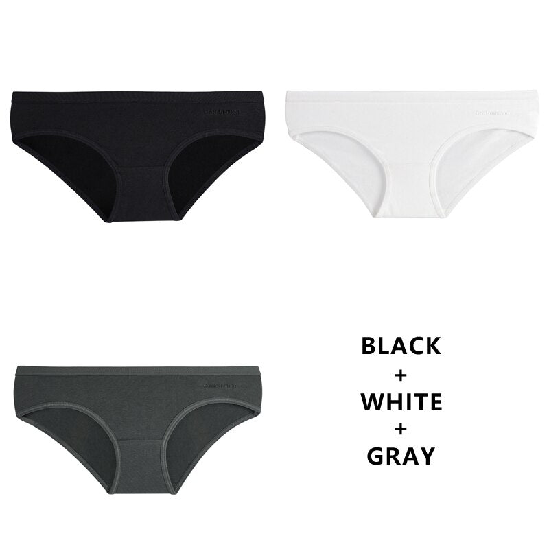 3Pcs/Lot Panties Cotton Underwear Solid Briefs Girls Low-waist Lingerie G String Soft Breathable Intimates