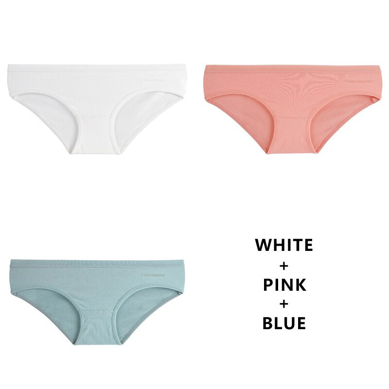3Pcs/Lot Panties Cotton Underwear Solid Briefs Girls Low-waist Lingerie G String Soft Breathable Intimates