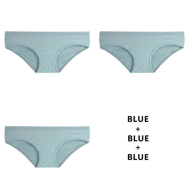 3Pcs/Lot Panties Cotton Underwear Solid Briefs Girls Low-waist Lingerie G String Soft Breathable Intimates
