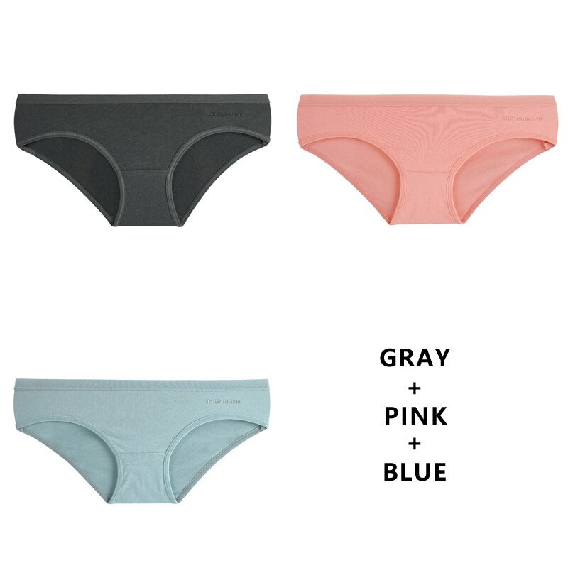 3Pcs/Lot Panties Cotton Underwear Solid Briefs Girls Low-waist Lingerie G String Soft Breathable Intimates