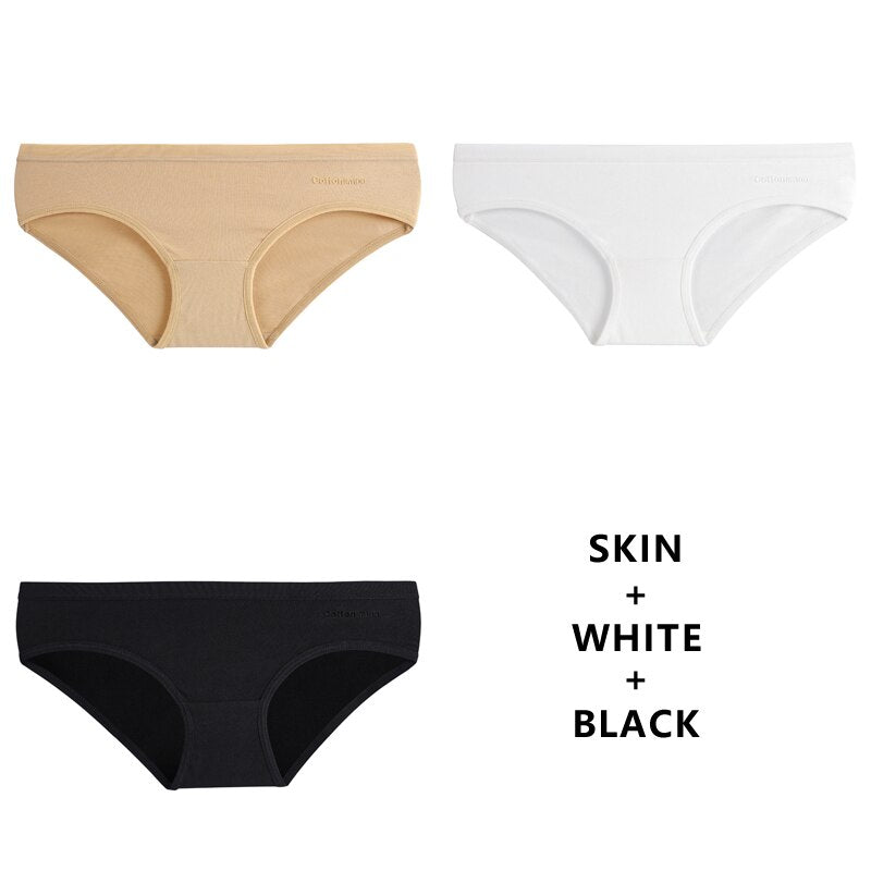 3Pcs/Lot Panties Cotton Underwear Solid Briefs Girls Low-waist Lingerie G String Soft Breathable Intimates