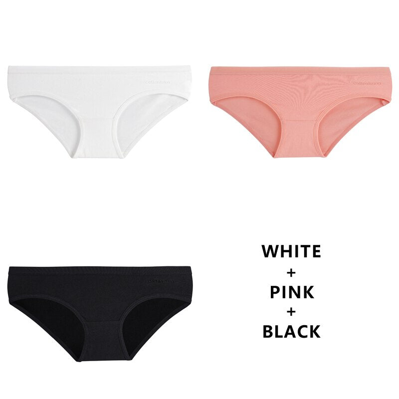 3Pcs/Lot Panties Cotton Underwear Solid Briefs Girls Low-waist Lingerie G String Soft Breathable Intimates