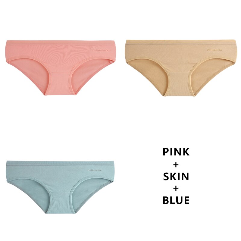 3Pcs/Lot Panties Cotton Underwear Solid Briefs Girls Low-waist Lingerie G String Soft Breathable Intimates
