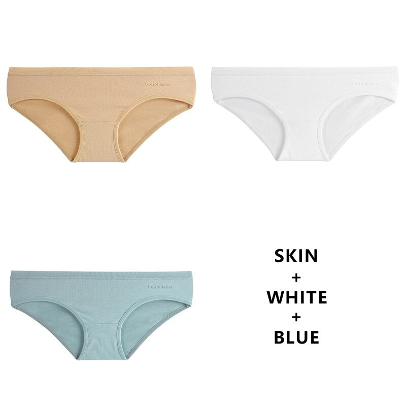 3Pcs/Lot Panties Cotton Underwear Solid Briefs Girls Low-waist Lingerie G String Soft Breathable Intimates