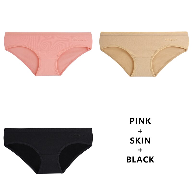 3Pcs/Lot Panties Cotton Underwear Solid Briefs Girls Low-waist Lingerie G String Soft Breathable Intimates