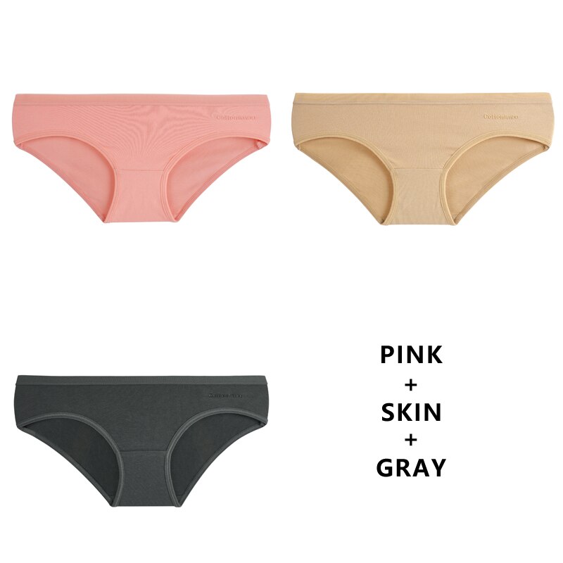 3Pcs/Lot Panties Cotton Underwear Solid Briefs Girls Low-waist Lingerie G String Soft Breathable Intimates