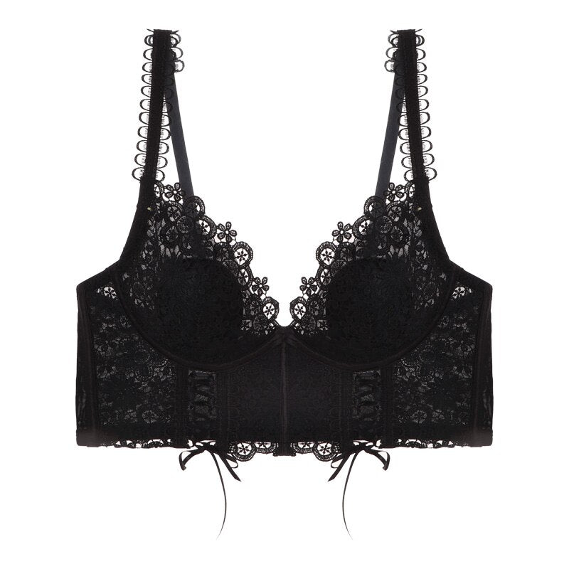 French Classic Bra Embroidered Lace Underwear Ultra Thin Push Up Brassiere Lingerie Gather Underwire Bralette