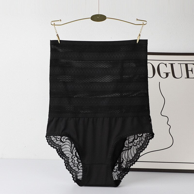 High Waist Shaping Panties Lace Breathable Body Shaper Slimming Tummy Underwear Plus Size Butt Lifter Seamless Brie