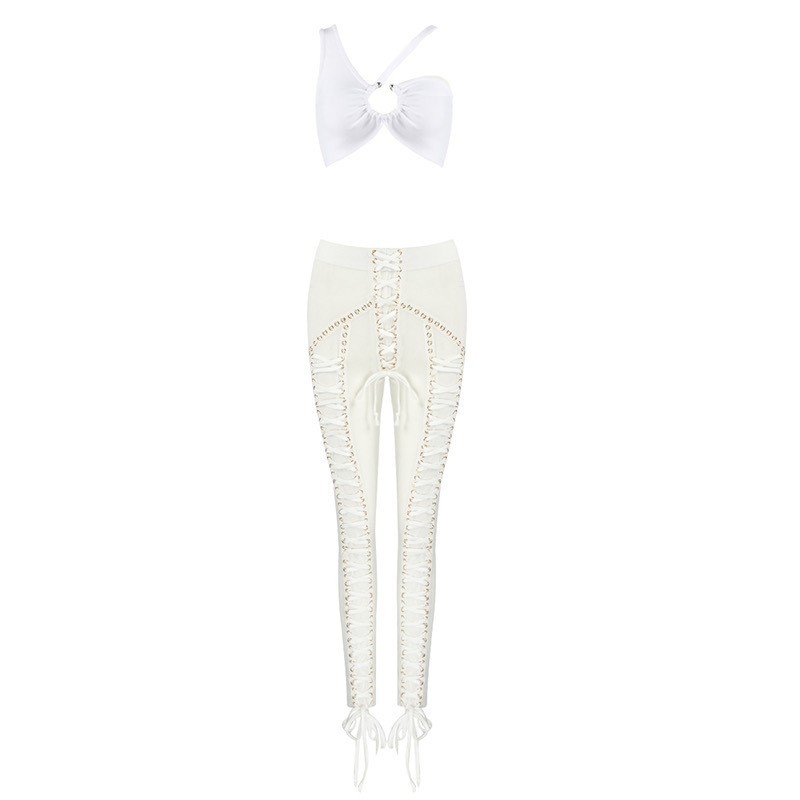 KittenAlarm - Merrill One Side Strap Bra Top & See Through Pant Set with Eyelet