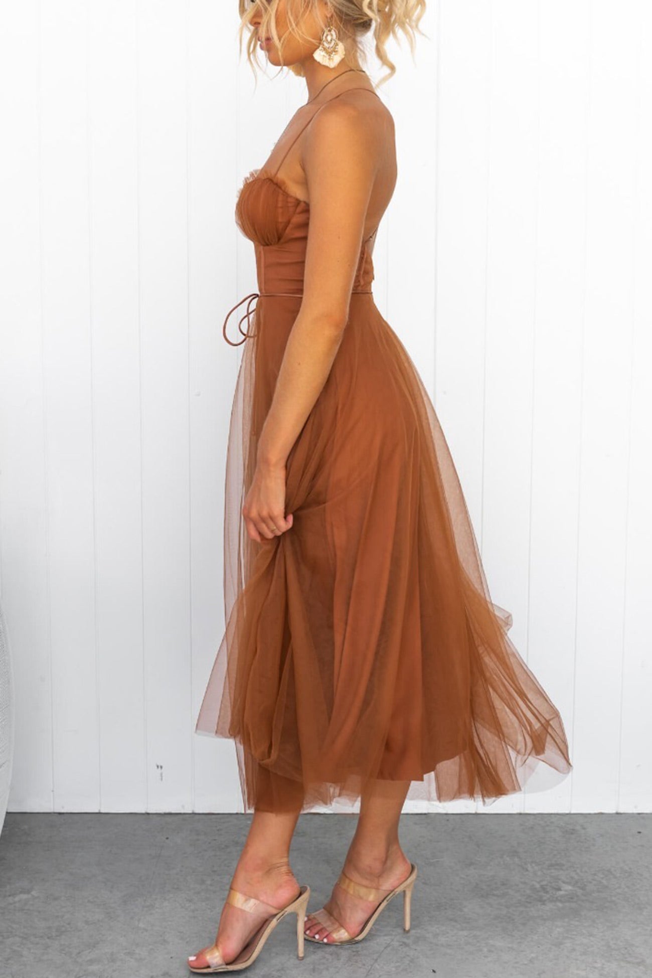 Mesh Corset Lace-up Cami Dress - Fashionpara