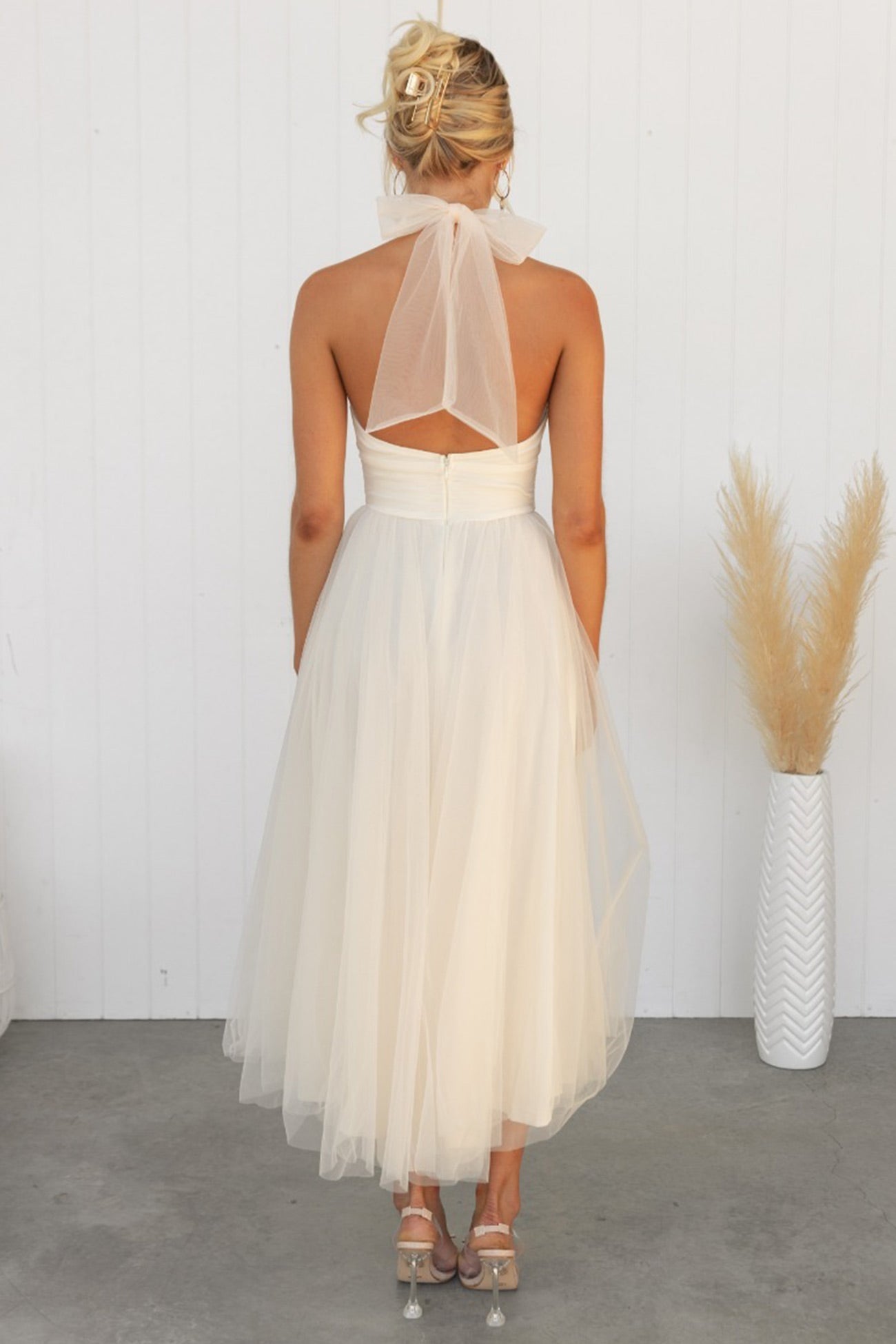 Mesh Halter Neck High Waist Maxi Dress