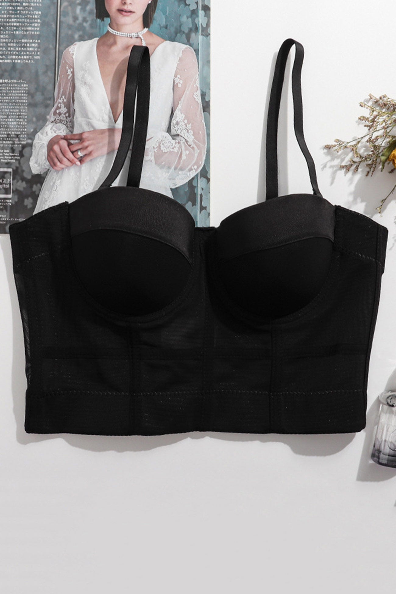 Mesh Patchwork Corset Cami Top - Fashionpara