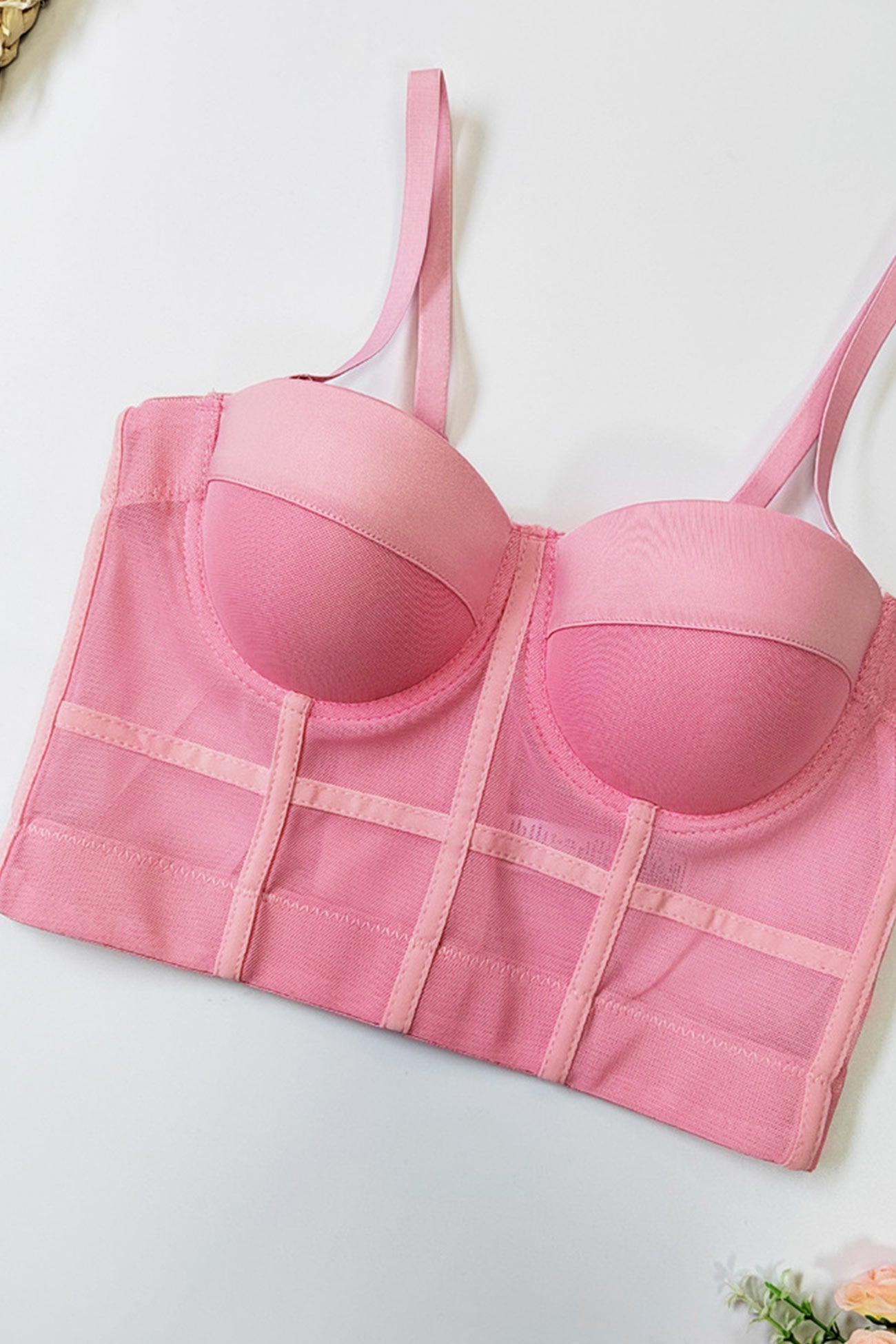 Mesh Patchwork Corset Cami Top - Fashionpara