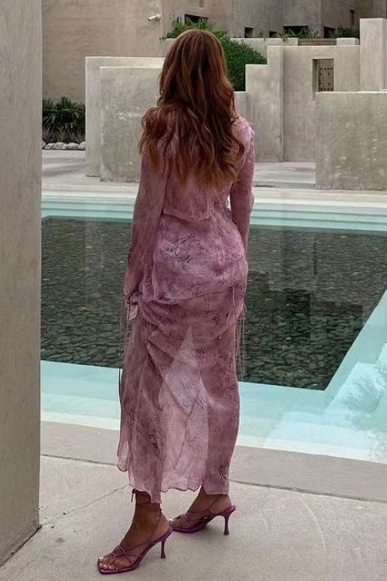 Stylish Mesh Printed Strappy Cardigan Skirt Set by AROLORA