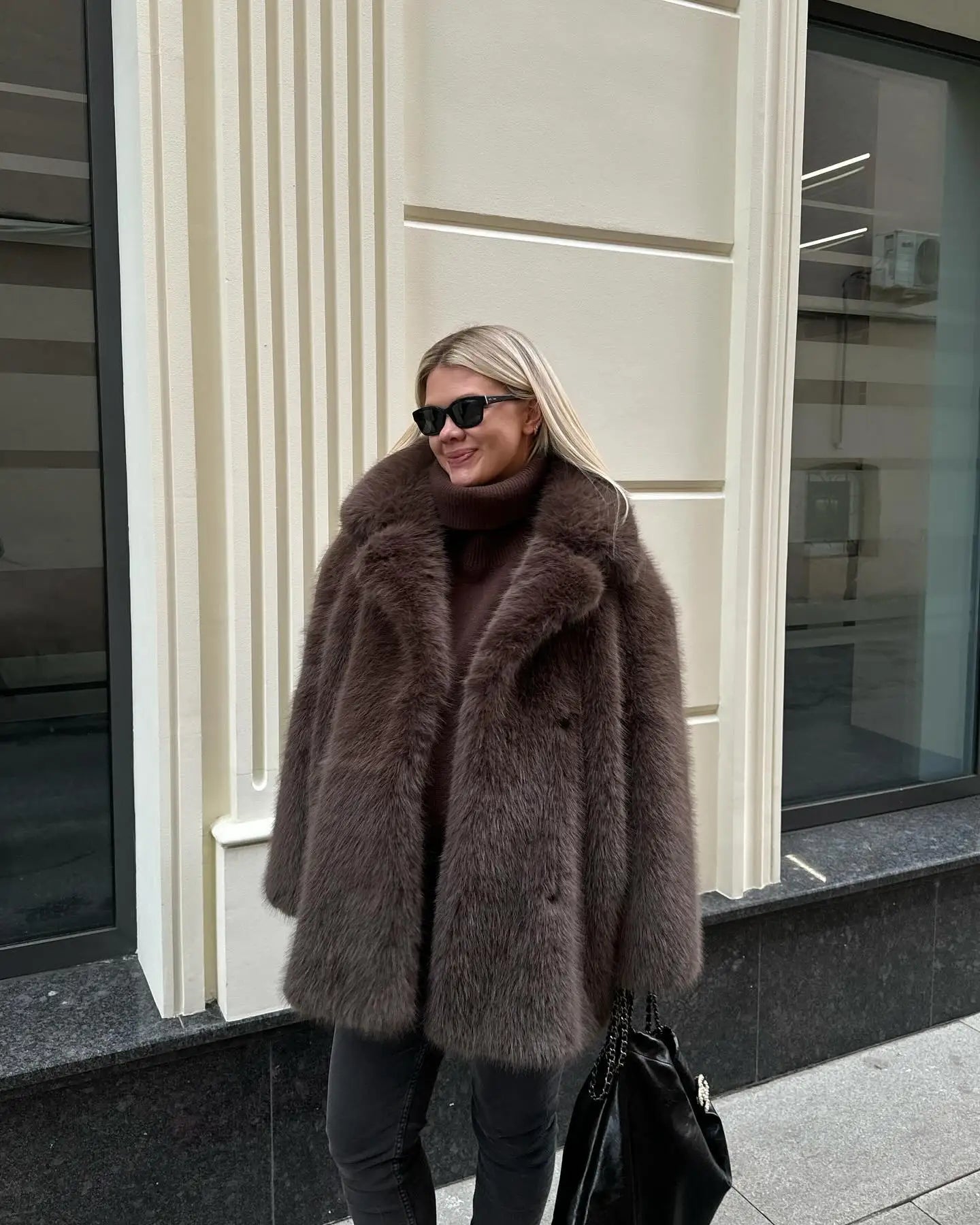 Mid-Length Faux Fur Plush ImiTation Coat - Fashionpara