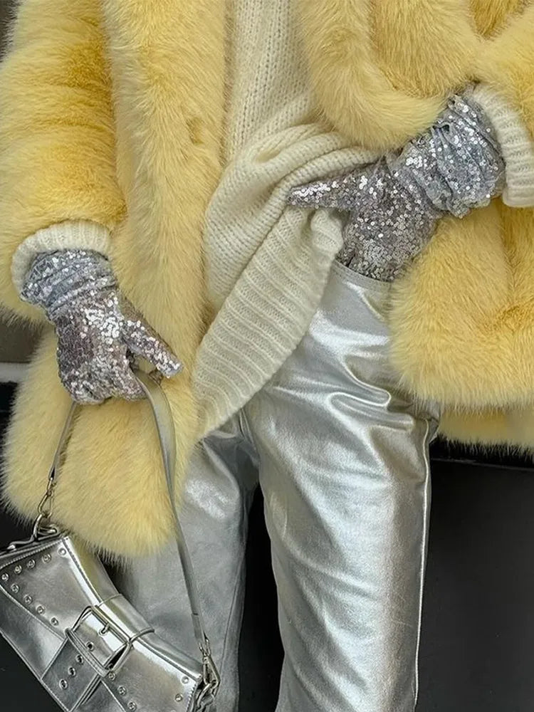 Mid-Length Faux Fur Plush ImiTation Coat - Fashionpara