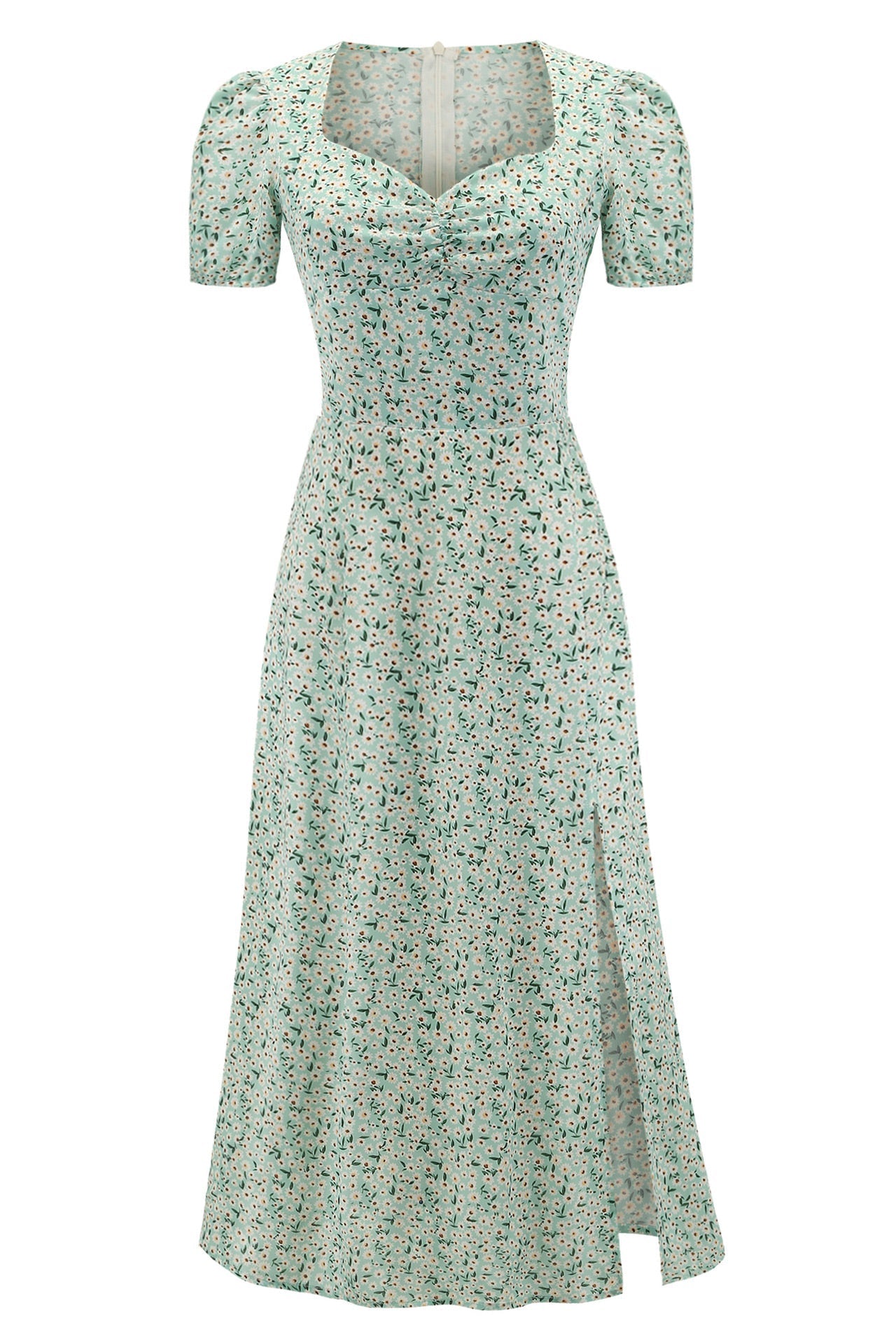 Midi Floral Print Short Sleeves Dress Fashionpara