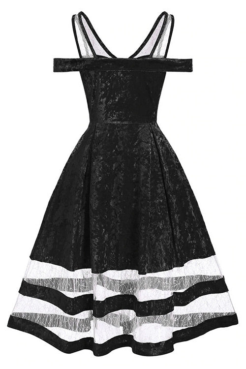 Midi Blue A-Line Off Shoulder Dress Fashionpara