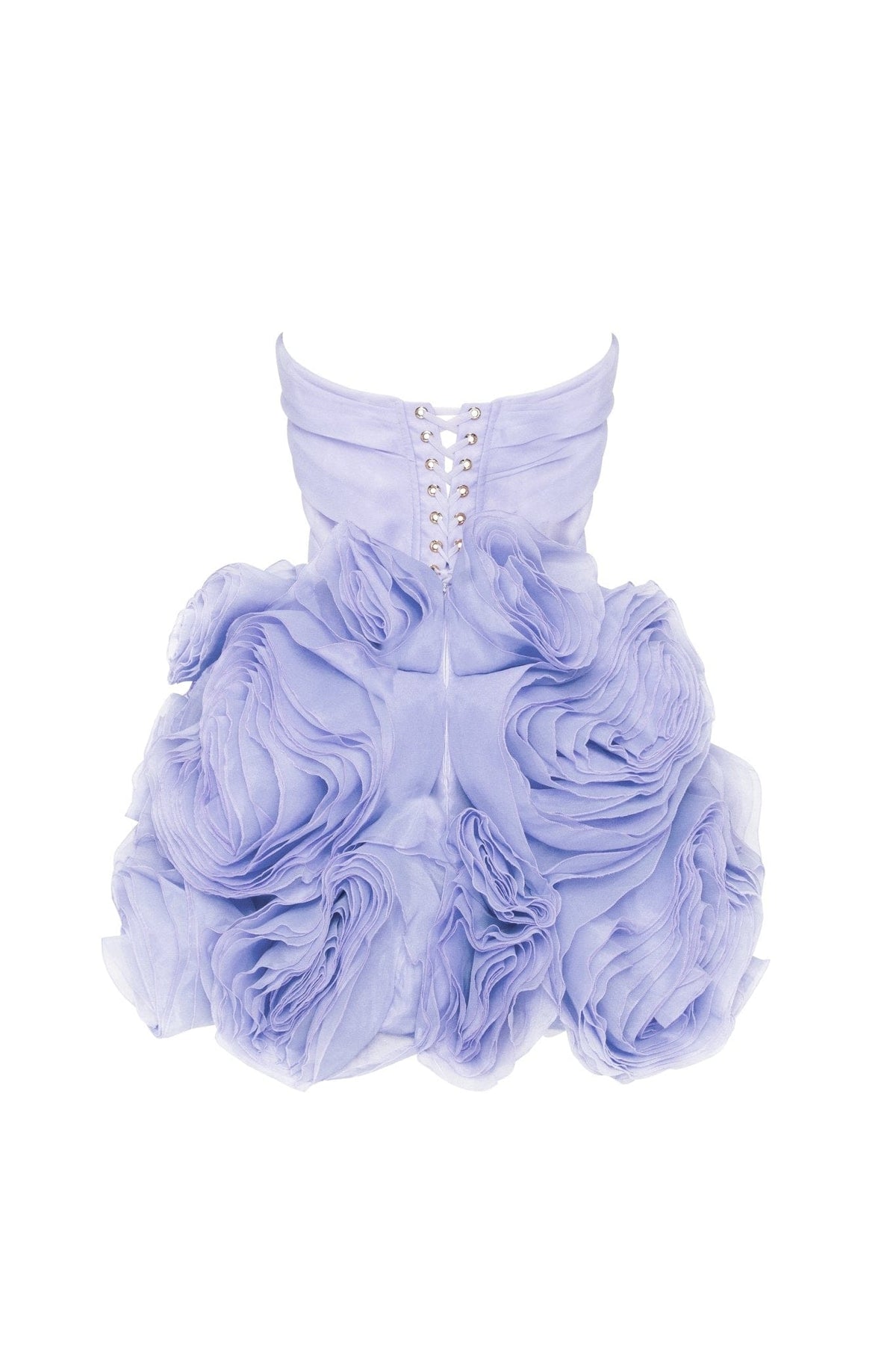 Organza Strapless Rosette Mini Dress