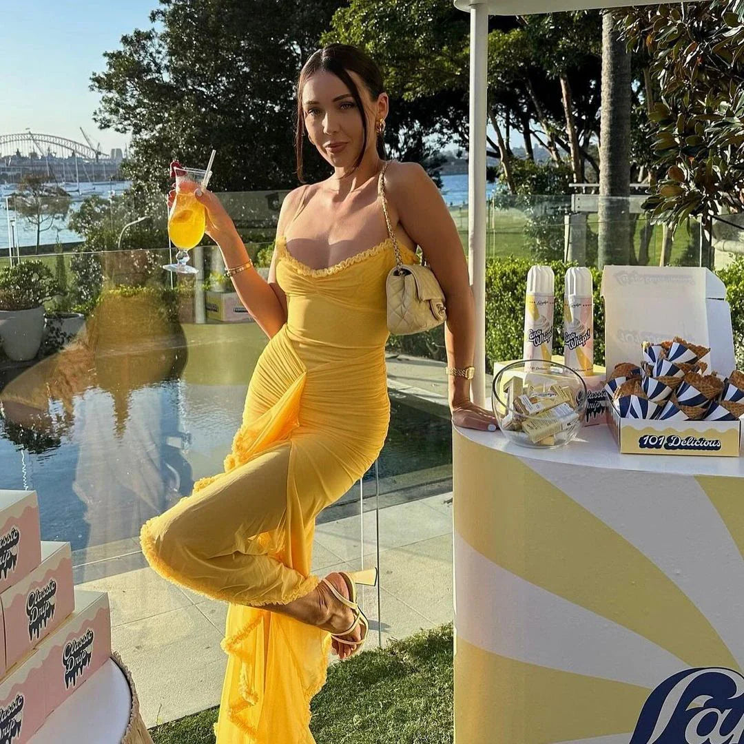 Mingmingxi IrRegular Ruffle Vacation Dress