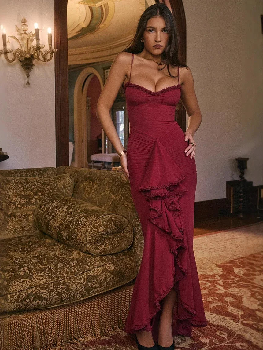 Mingmingxi IrRegular Ruffle Vacation Dress