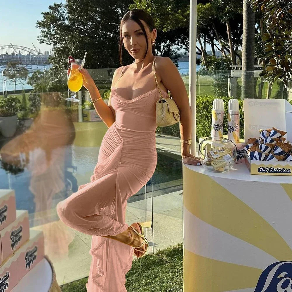 Mingmingxi IrRegular Ruffle Vacation Dress