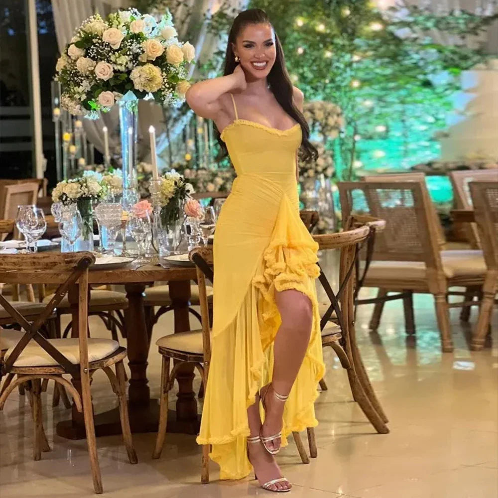 Mingmingxi IrRegular Ruffle Vacation Dress