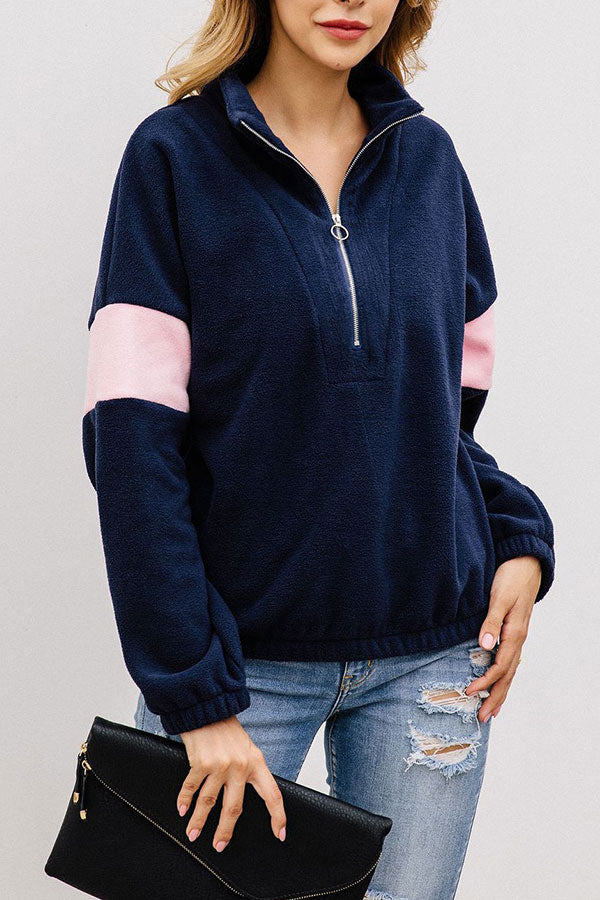 Half Zip Mock-neck Sweatshirt - Mislish