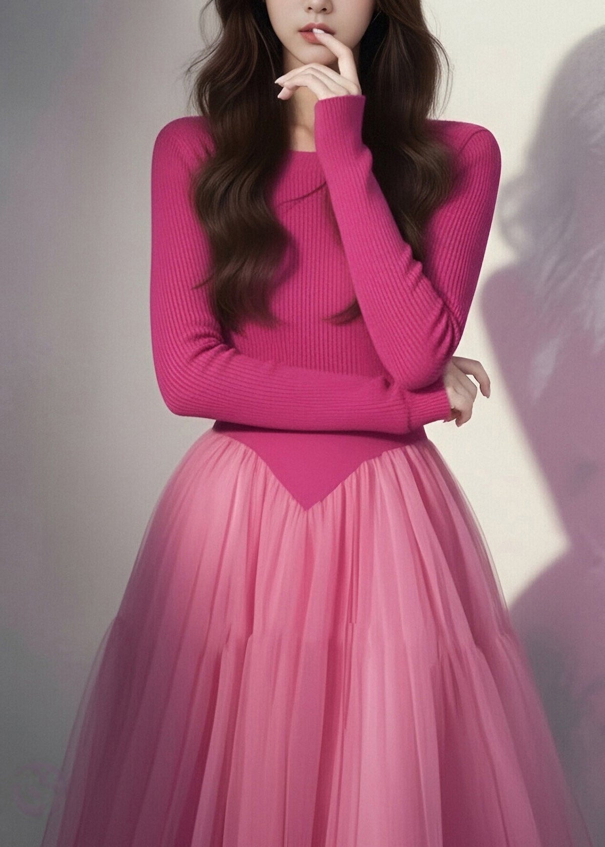 Modern Rose Silm Fit Patchwork Tulle Maxi Dresses Spring - View 5