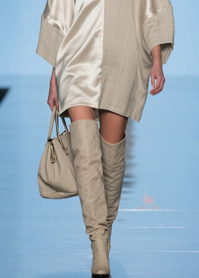 V-Neck Satin Woven Split Panel Oversized Shift Mini Dress - View 4