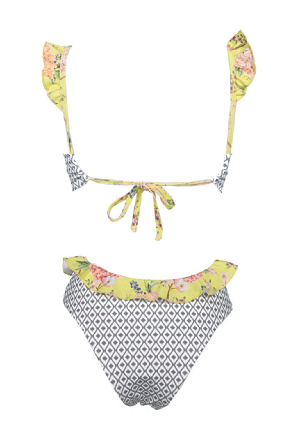Modest Geometric Print Ruffle One-piece Swimsuit