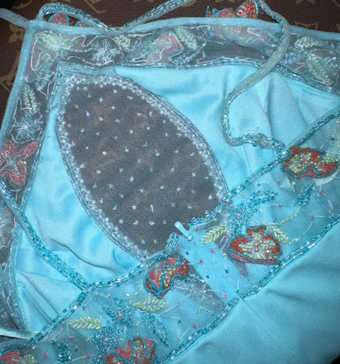 Classy Blue Satin Appliques Mermaid Party Dress Long Evening Dress D1426