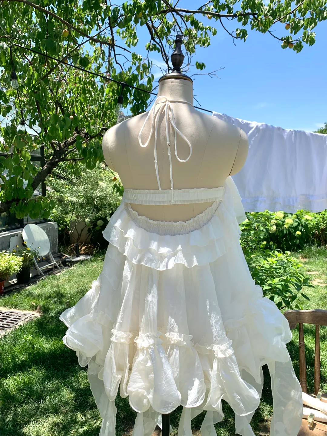 Classy Halter Chiffon White Short Party Dress Formal Homecoming Dress Birthday Outfits D403