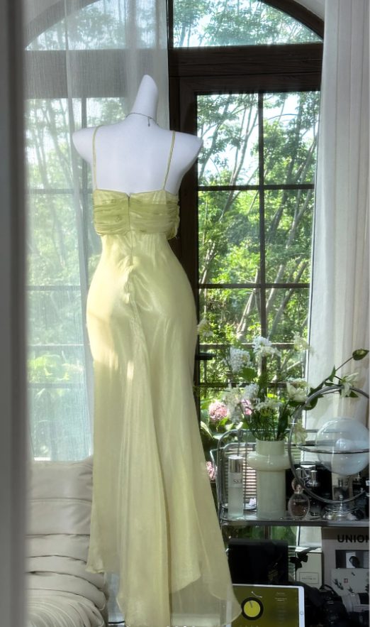 Vintage Halter Green Chiffon Beaded Mermaid Prom Dress Long Party Dress D941