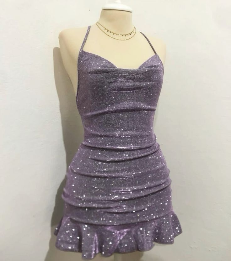 Sexy Halter Lavender Satin Sequin Sheath Homecoming Dress Cocktail Dress S248