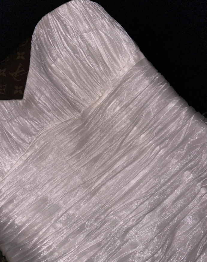 Classy Strapless Organza Pleated Mermaid Evening Dress Long Birthday Party Dress D1430