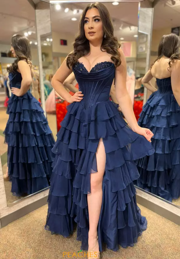 Special Tiered Quinceanera Dresses Side Slit A-Line Tulle Prom Gown