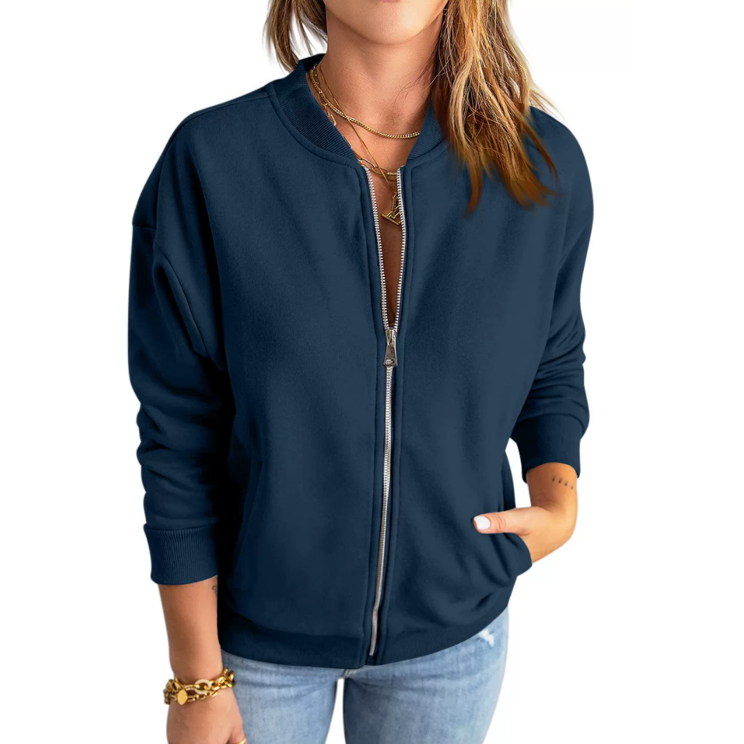 Zip Front Stand Collar Long Sleeve Sweatshirt Jacket 6