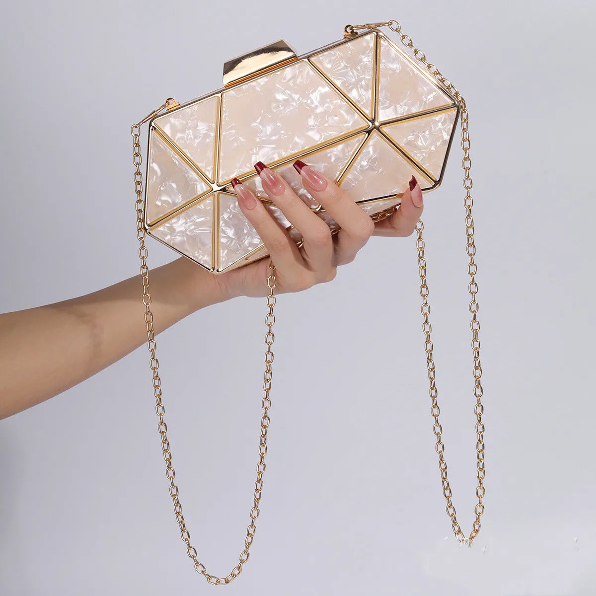 Acrylic Metal Diamond Evening Clutch Crossbody Bag