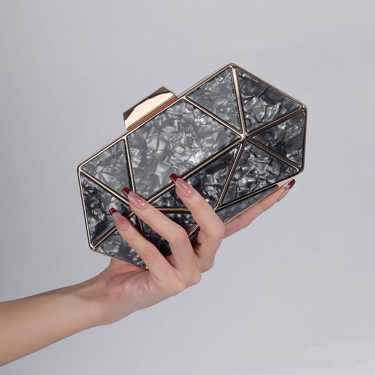 Acrylic Metal Diamond Evening Clutch Crossbody Bag