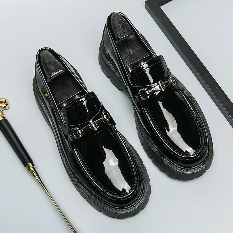 Patent Leather Tassel Platform Loafers
