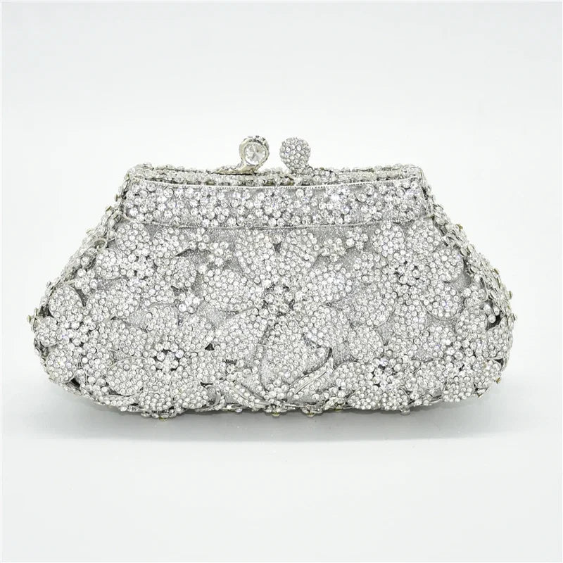 Bling Crystal Bridal Wedding Flower Diamond Clutch Bag