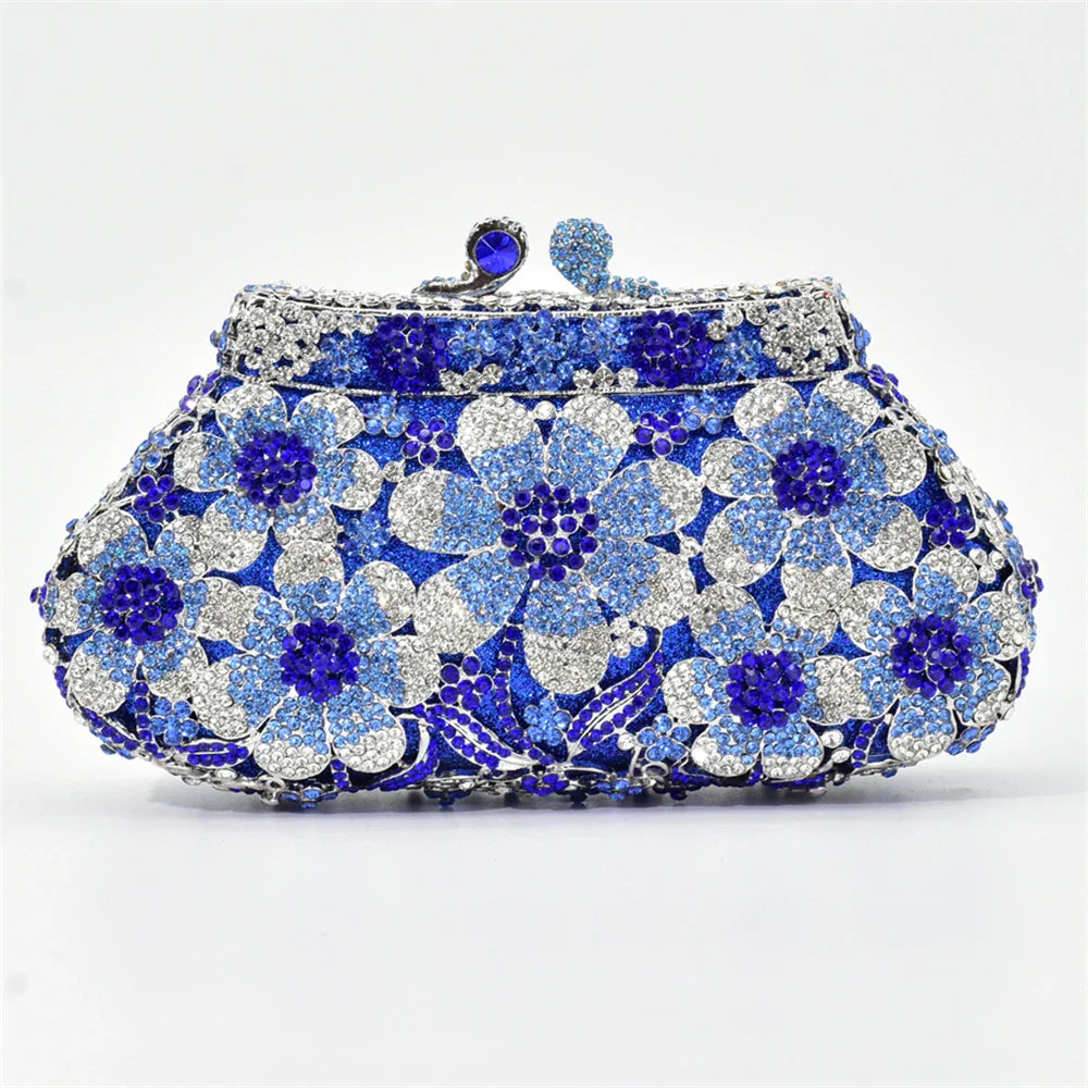 Bling Crystal Bridal Wedding Flower Diamond Clutch Bag