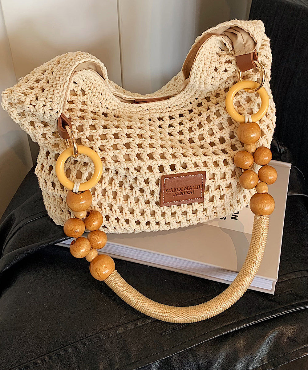 Out Woven Brown Shoulder Bag Large Capacity Hollow