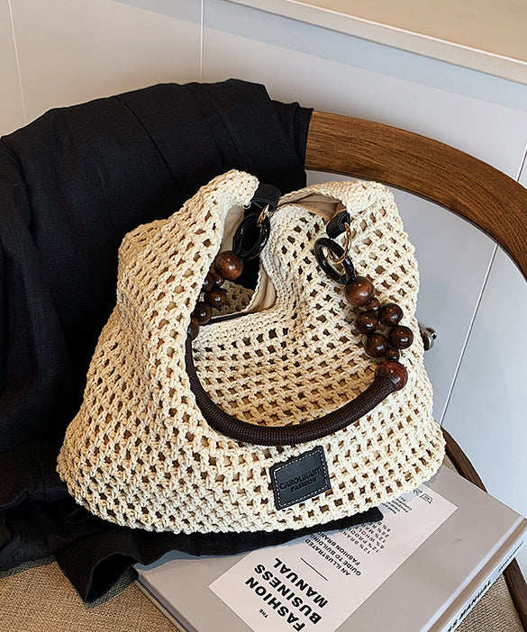 Out Woven Brown Shoulder Bag Large Capacity Hollow